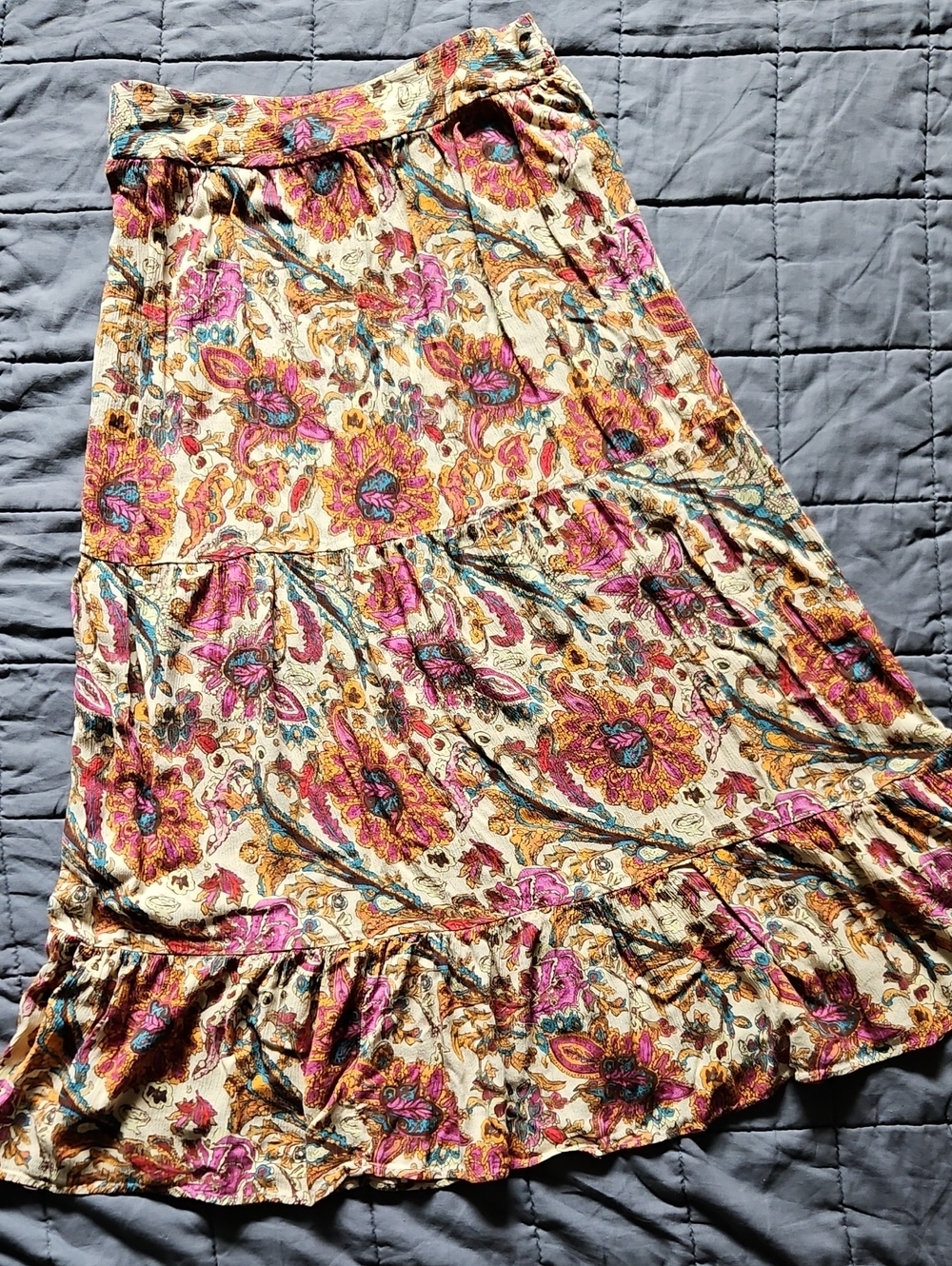 Jessica Simpson Boho Tiered Paisley Maxi Skirt Medium EUC